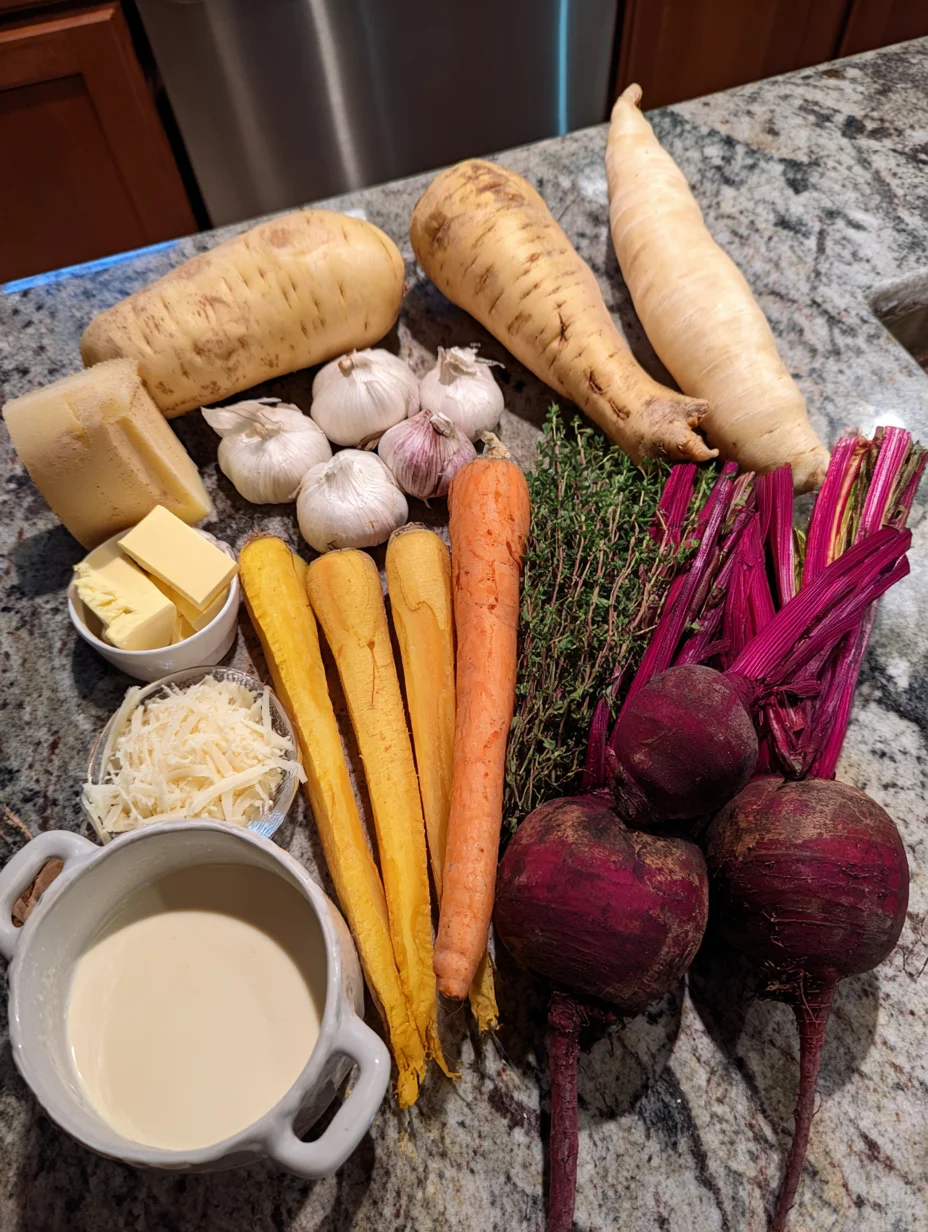Cheesy Root Vegetable Gratin
