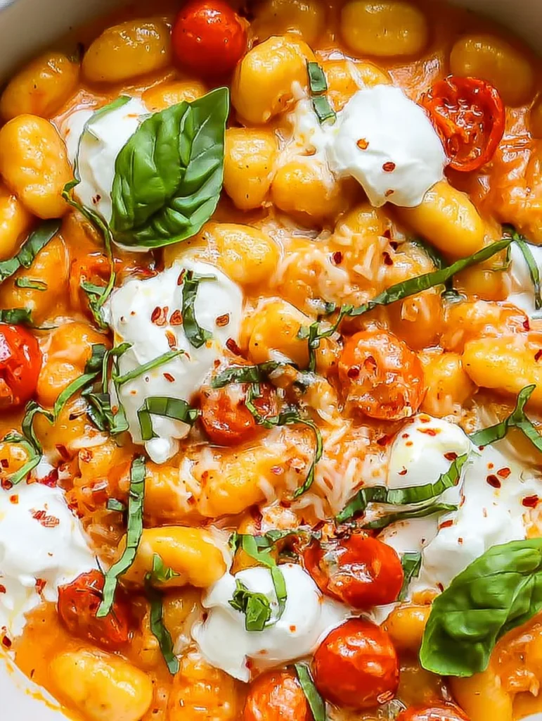 Creamy Tomato Gnocchi with Burrata