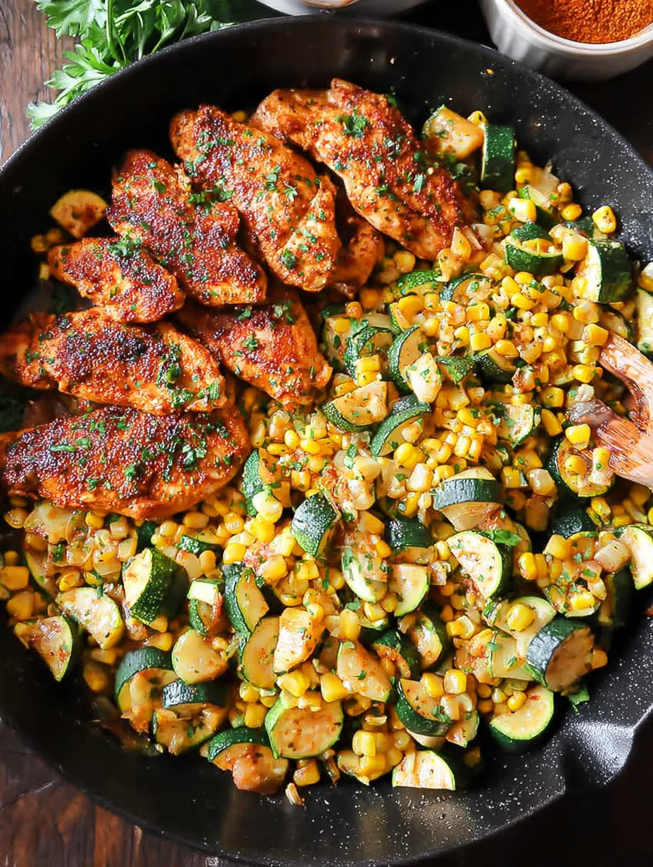 Garlic Butter Chicken with Zucchini and Corn
