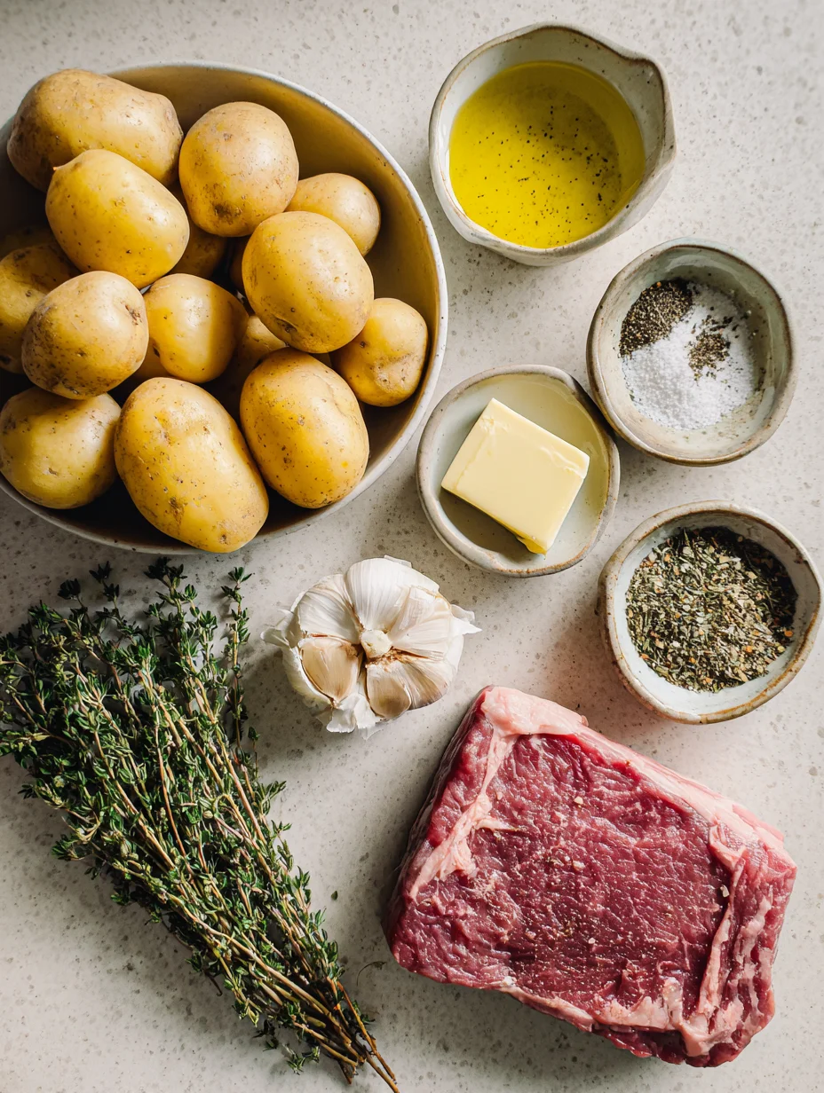 Garlic Butter Steak Bites and Potatoes