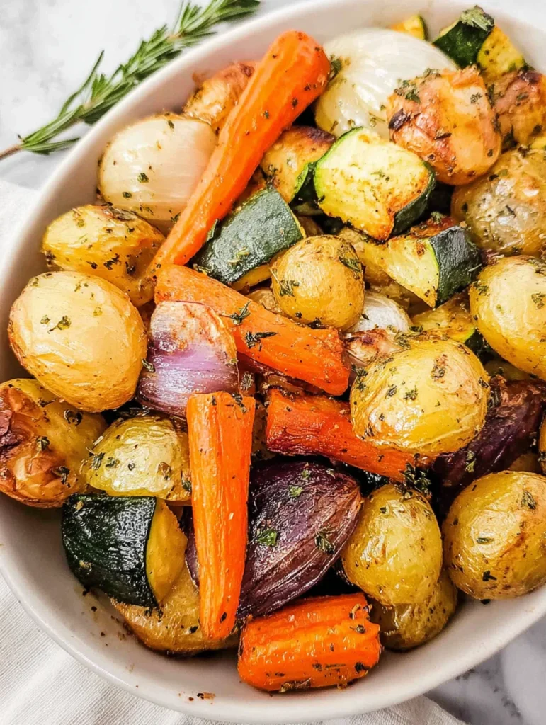 Garlic Herb Roasted Potatoes Carrots and Zucchini