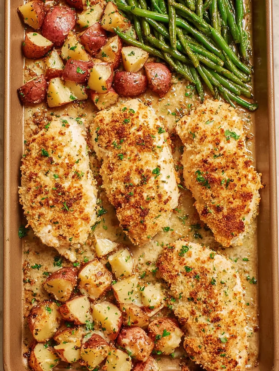 Parmesan Crusted Chicken Sheet Pan Dinner