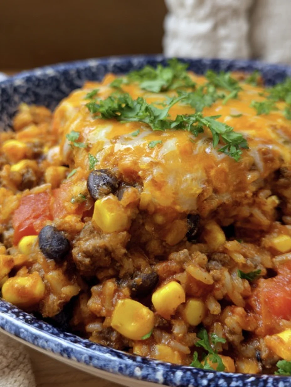 Beef Enchilada Casserole with Rice