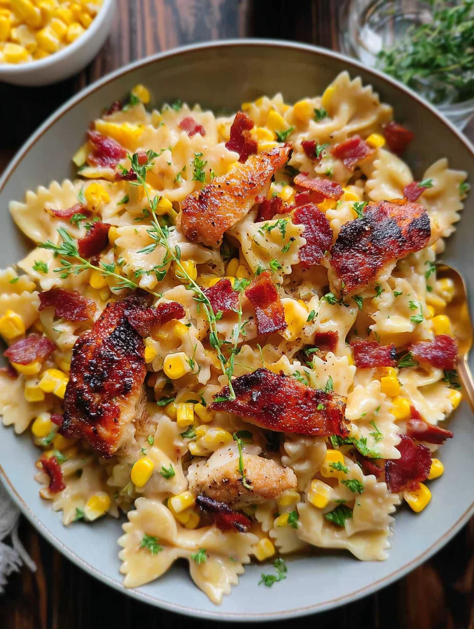 Creamy Chicken and Corn Pasta with Bacon