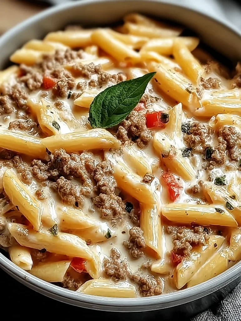 Creamy Rotel Pasta with Ground Beef