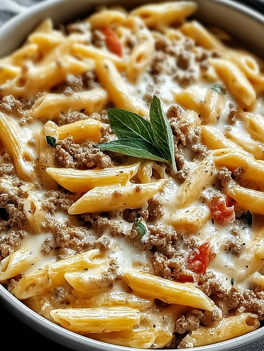 Creamy Rotel Pasta with Ground Beef