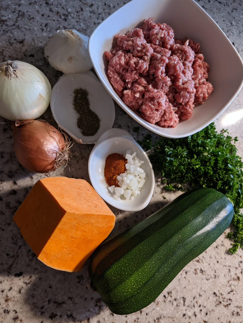 Ground Beef Zucchini Sweet Potato Skillet