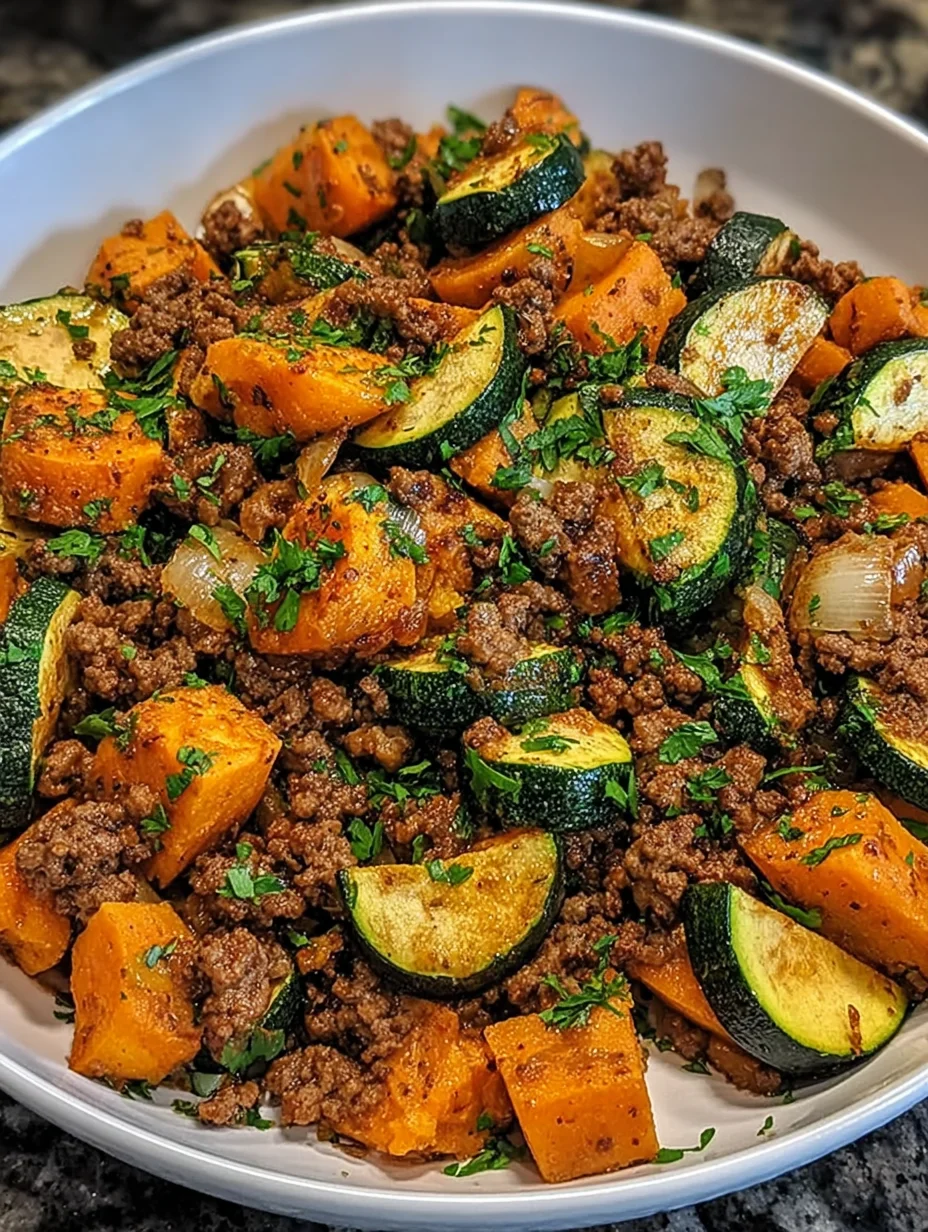 Ground Beef Zucchini Sweet Potato Skillet