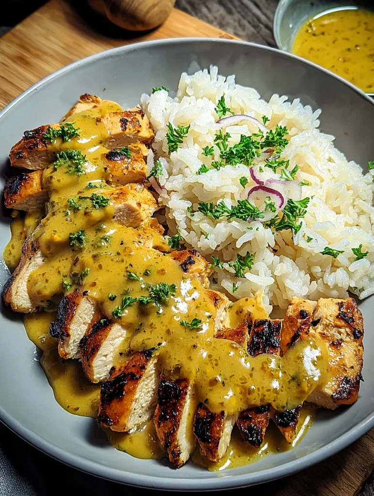 Honig Senf Hähnchen mit Reis