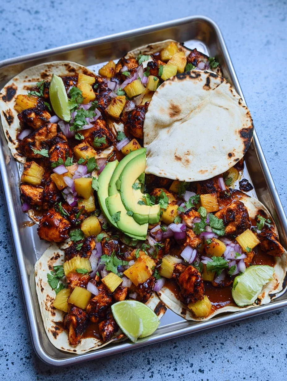 One Pan Chicken & Pineapple Tacos