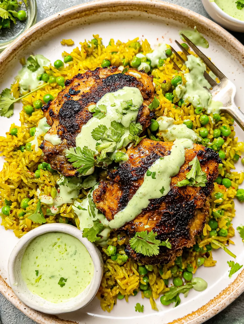 Peruvian Chicken and Rice with Green Sauce