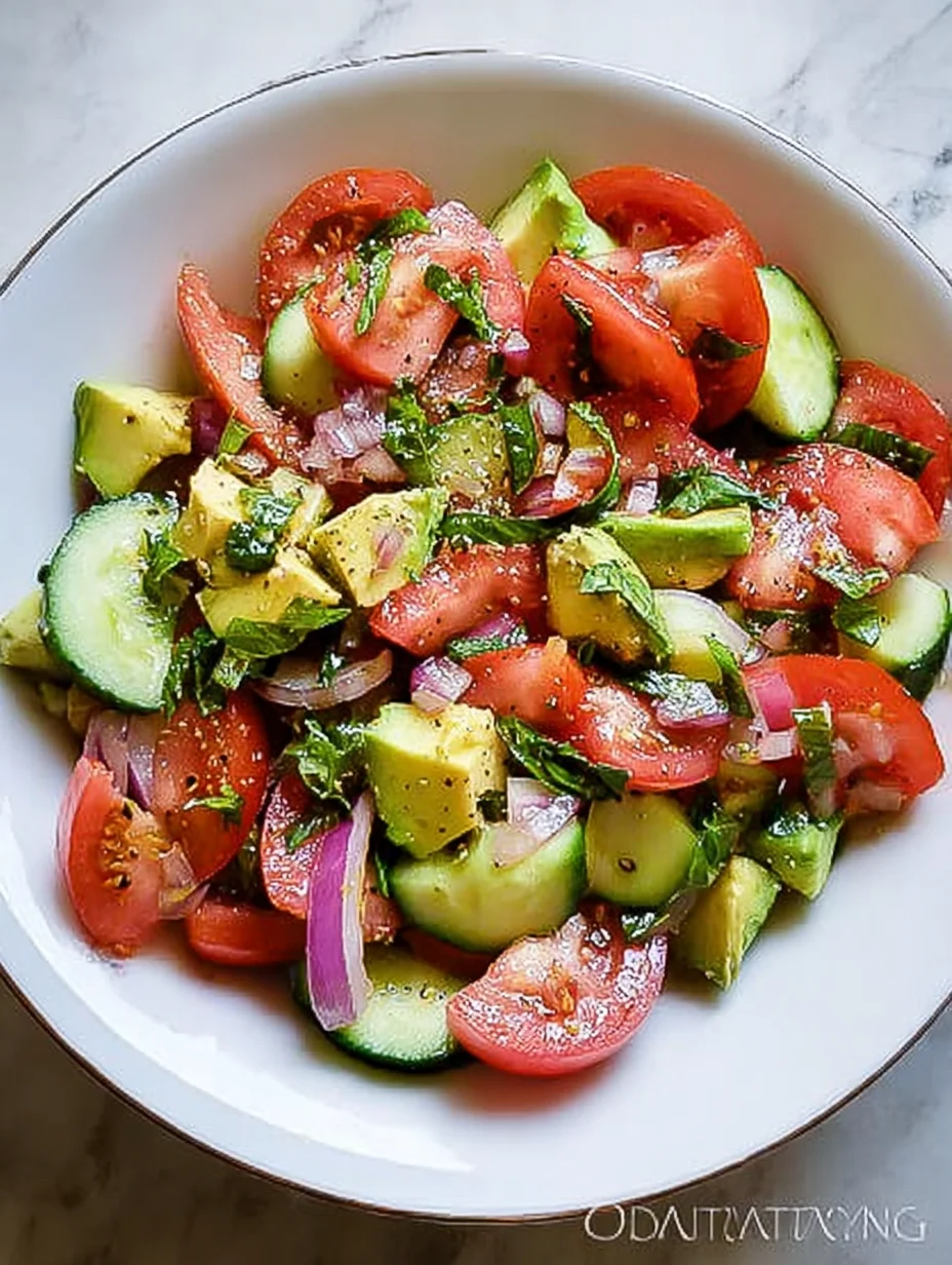 Cucumber Tomato and Avocado Salad