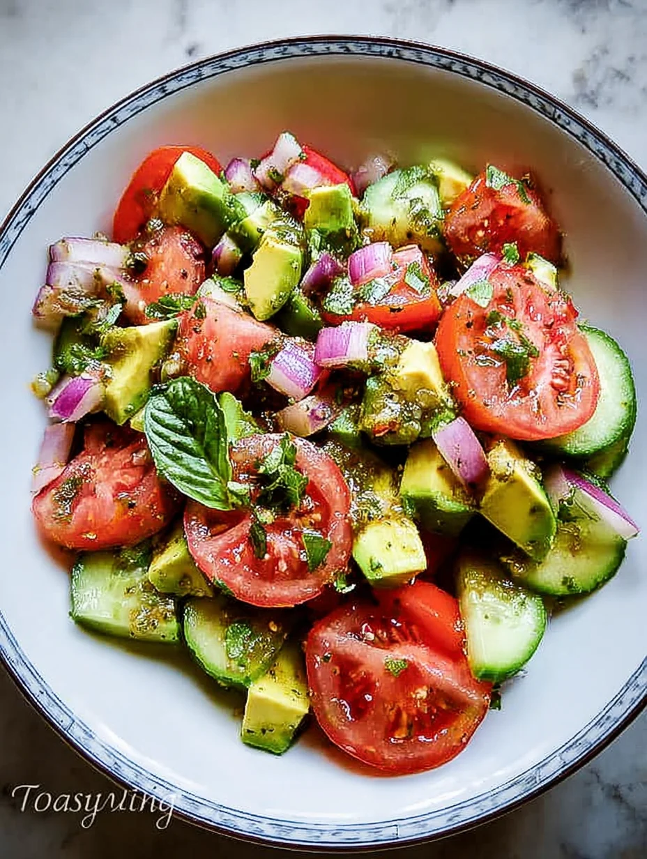 Cucumber Tomato and Avocado Salad