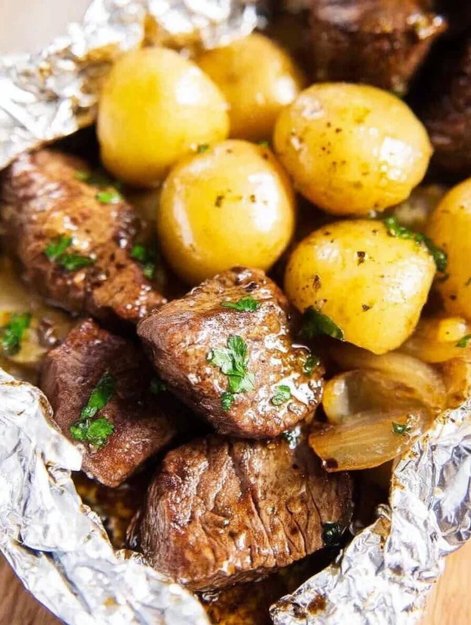 Garlic Butter Steak and Potato Foil Packets