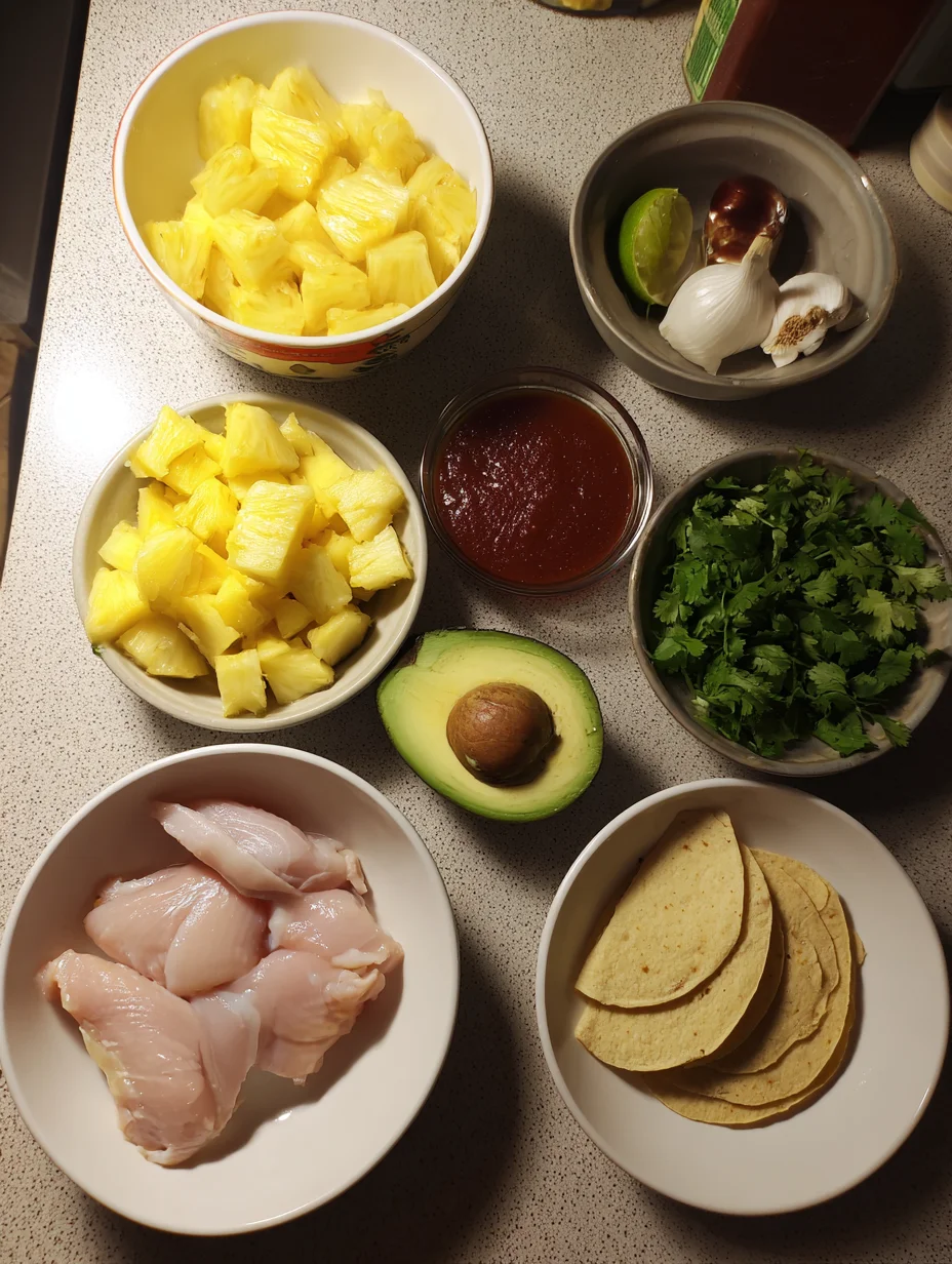 One Pan Chicken & Pineapple Tacos