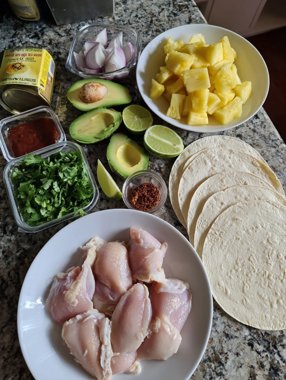 One Pan Chicken & Pineapple Tacos