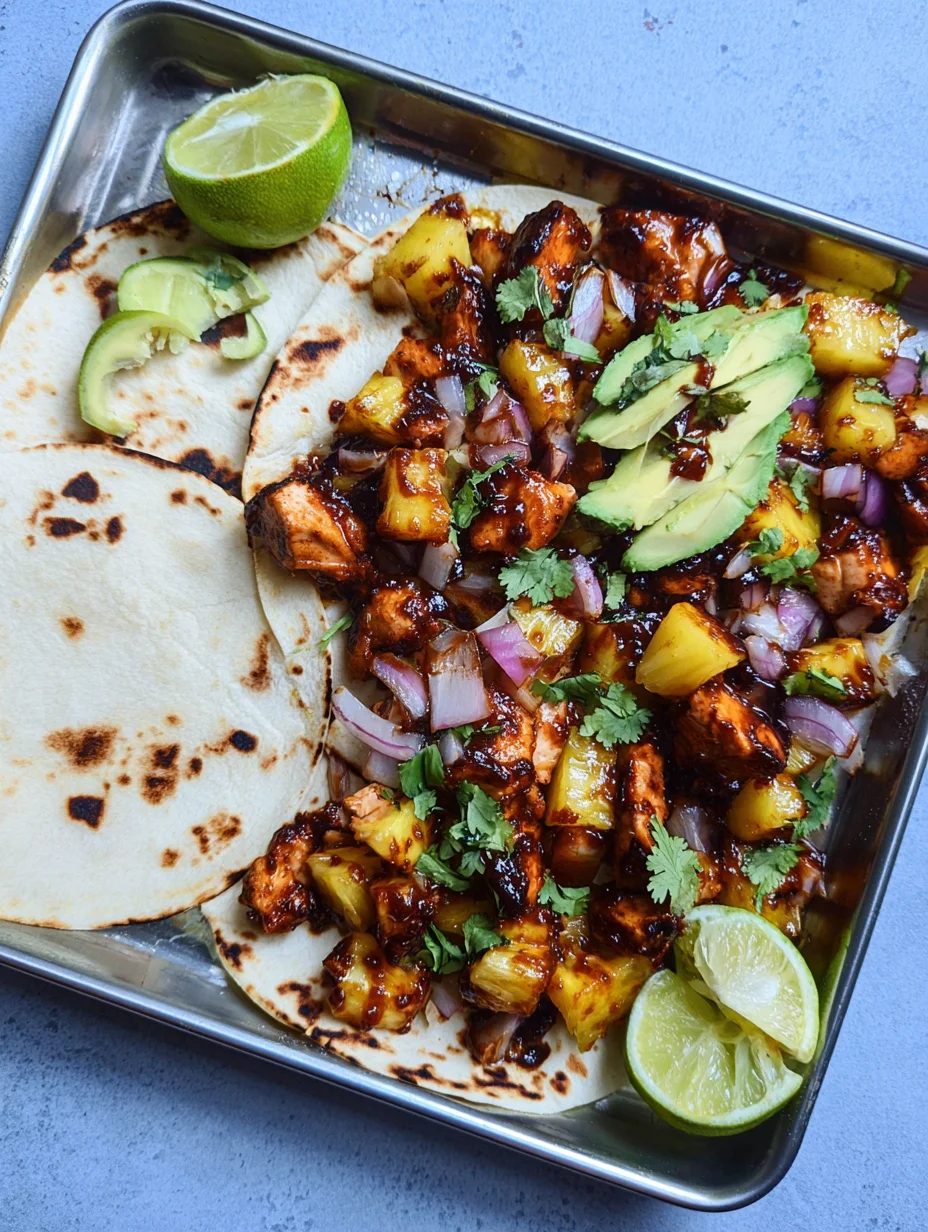 One Pan Chicken & Pineapple Tacos