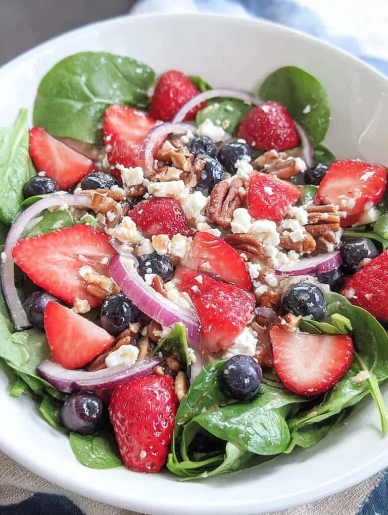 Spinach Strawberry Salad with Feta Cheese