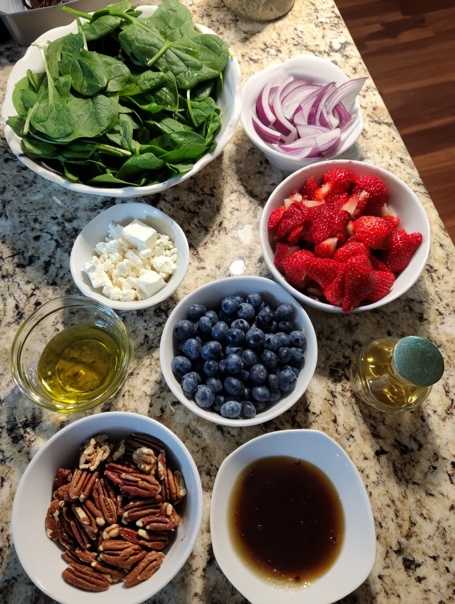 Spinach Strawberry Salad with Feta Cheese
