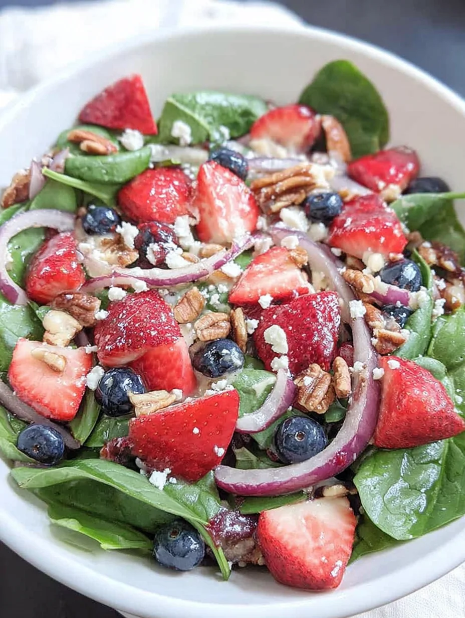 Spinach Strawberry Salad with Feta Cheese