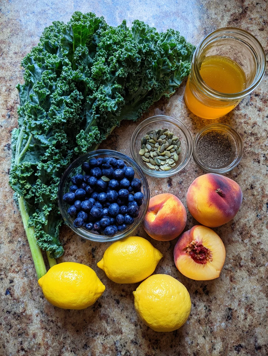 Summer Peach Blueberry Kale Salad