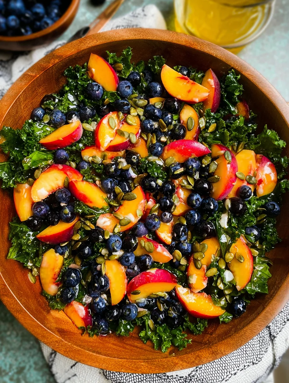 Summer Peach Blueberry Kale Salad
