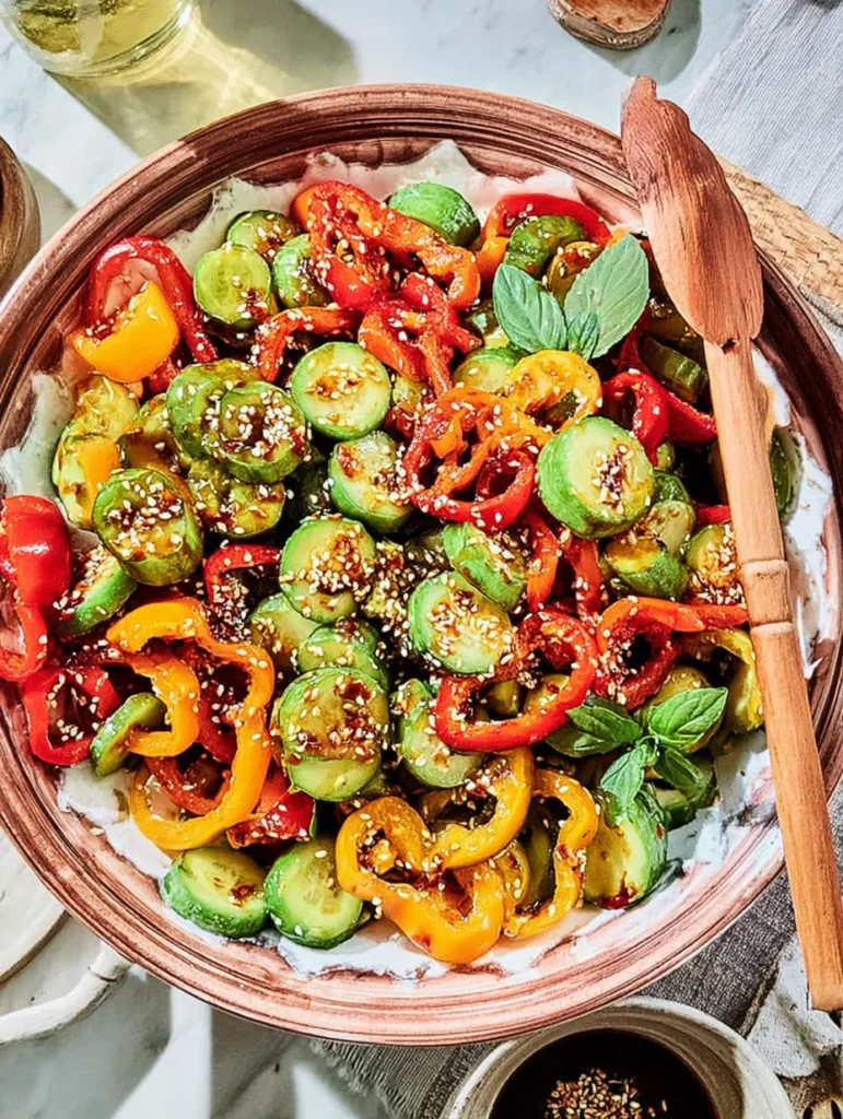 Viral TikTok Cucumber & Bell Pepper Salad