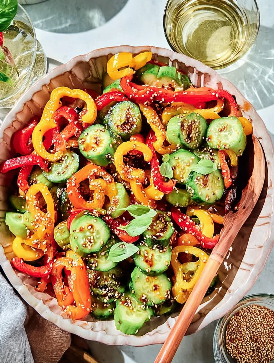Viral TikTok Cucumber & Bell Pepper Salad